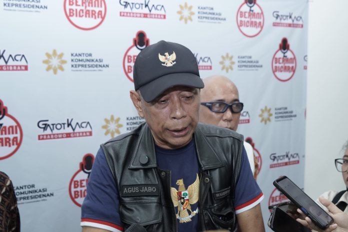 Wakil Menteri Sosial Agus Jabo Priyono saat berada dalam forum diskusi publik “Berani Bicara” di Rumah Besar Relawan Gatotkaca, Jakarta Selatan, Rabu (16/7/2025).