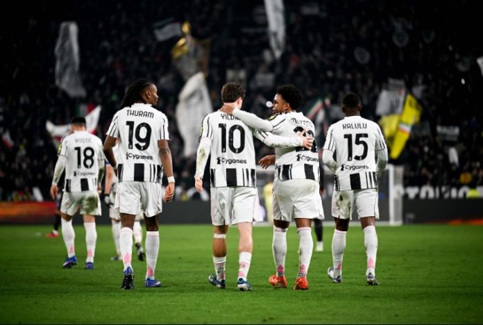 Momen pemain Juventus merayakan kemenangan dalam laga Juventus vs Napoli yang berakhir 3-0 pada pekan ke-22 Serie A di Allianz Stadium, Turin, Senin (26/1/2026).