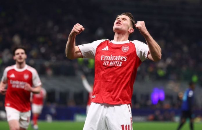 Momen Gyökeres merayakan gol setelah masuk menggantikan Gabriel Jesus pada menit ke-75 dalam laga Liga Champions Inter Milan vs Arsenal yang berakhir 1-3 di Stadion Giuseppe Meazza, San Siro, Rabu (21/1/2026).