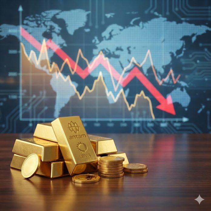 Harga emas batangan Antam turun usai kenaikan tajam sejak awal tahun, Kamis (22/1/2026).