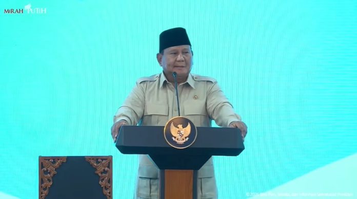 Presiden Prabowo Subianto saat meresmikan secara serentak 1.179 Satuan Pelayanan Pemenuhan Gizi (SPPG) serta 18 gudang ketahanan pangan Polri di SPPG Polri Palmerah, Jakarta Barat, Jumat (13/2/2026).