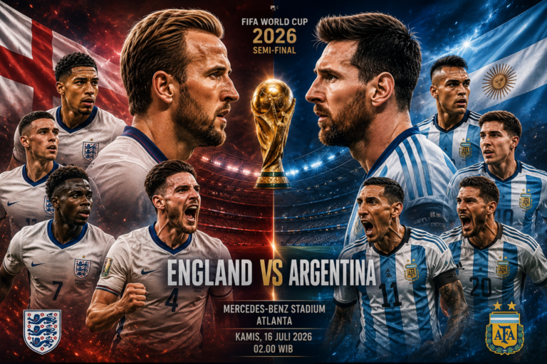 Jadwal Inggris vs Argentina di Semifinal Piala Dunia 2026, Kick-off Pukul 02.00 WIB