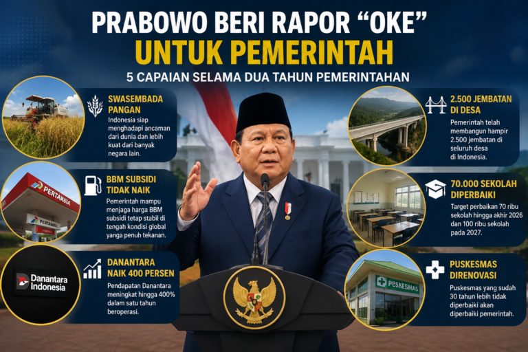 Prabowo Beri Rapor “Oke” untuk Pemerintah, Ini 5 Capaian yang Dipamerkan