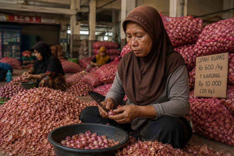 37 Tahun Jadi Buruh Pengupas Bawang di Pasar Legi Solo, Sukinem Bertahan dengan Upah Rp600 per Kg