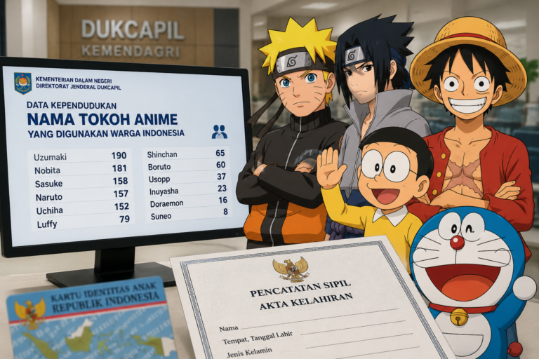 Data Dukcapil: 190 Warga Indonesia Bernama Uzumaki, Nobita Dipakai 181 Penduduk